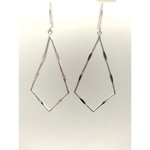 Sterling Silver 925 Cut Out Coffin Kite Shape Dangle Earrings